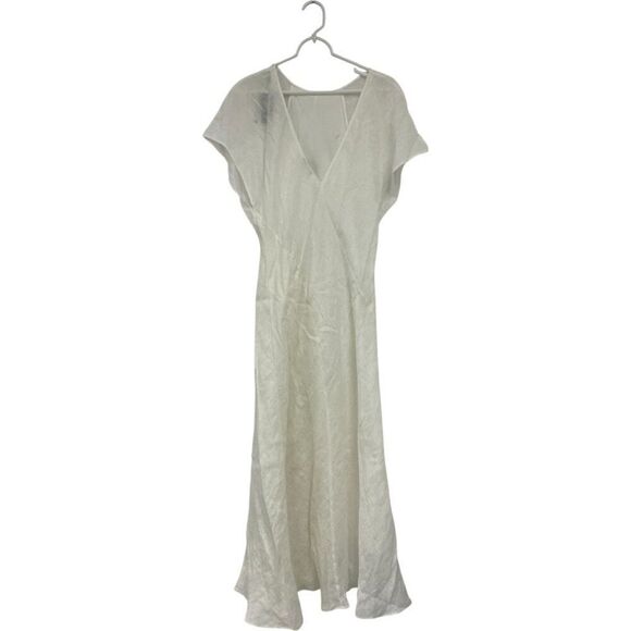 Massimo Dutti Womens Maxi Dress Linen Medium M Beige Marl 6620/620 NWD - Picture 5 of 16